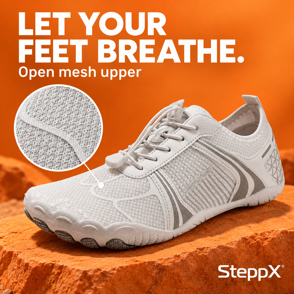 SteppX Terra light gray mesh upper
